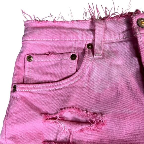 Levi’s 501 Barbie Pink Distressed Frayed Cut Off Shorts - Picture 9 of 12